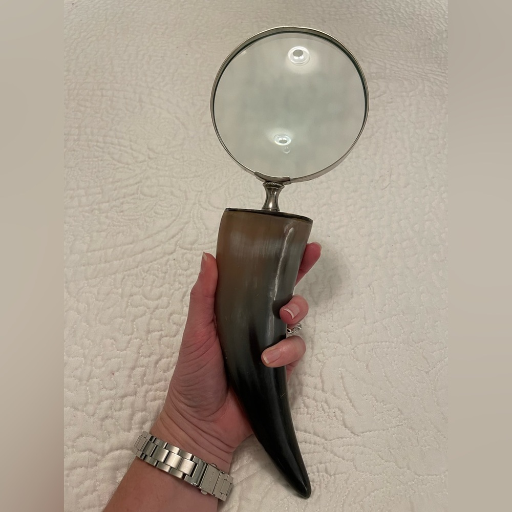 Large magnifying glass with horn handle
